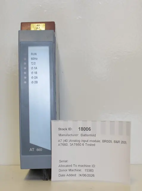 Wittmann Battenfeld A7 (40 )Analog input module, BR005, B&R 2005, AT660, 3AT660.6 Tested