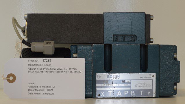 Arburg Y106 Proportional valve, SN. 117723, Bosch Nos. 0811404666 + Bosch No. 1817414313