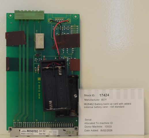 BOY 9626462 Battery back up card with added external battery case - not standard