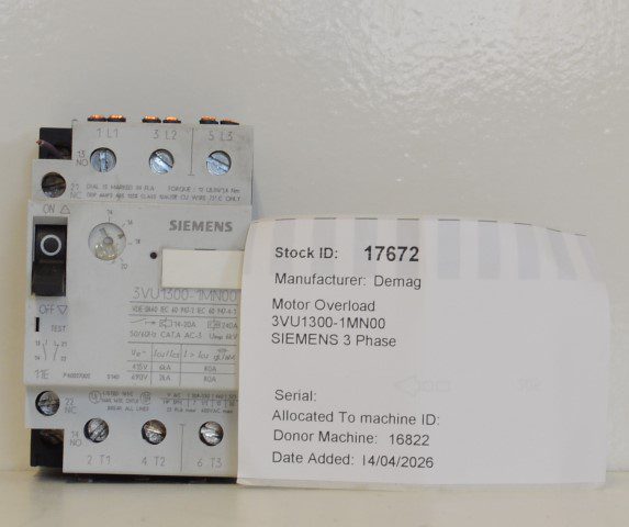 Demag Motor Overload  3VU1300-1MN00 SIEMENS 3 Phase