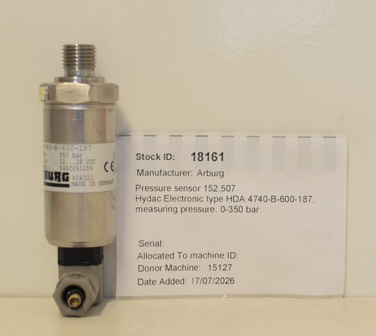 Arburg Selogica Pressure sensor 152.507 Hydac Electronic type HDA 4740-B-600-187, measuring pressure: 0-350 bar